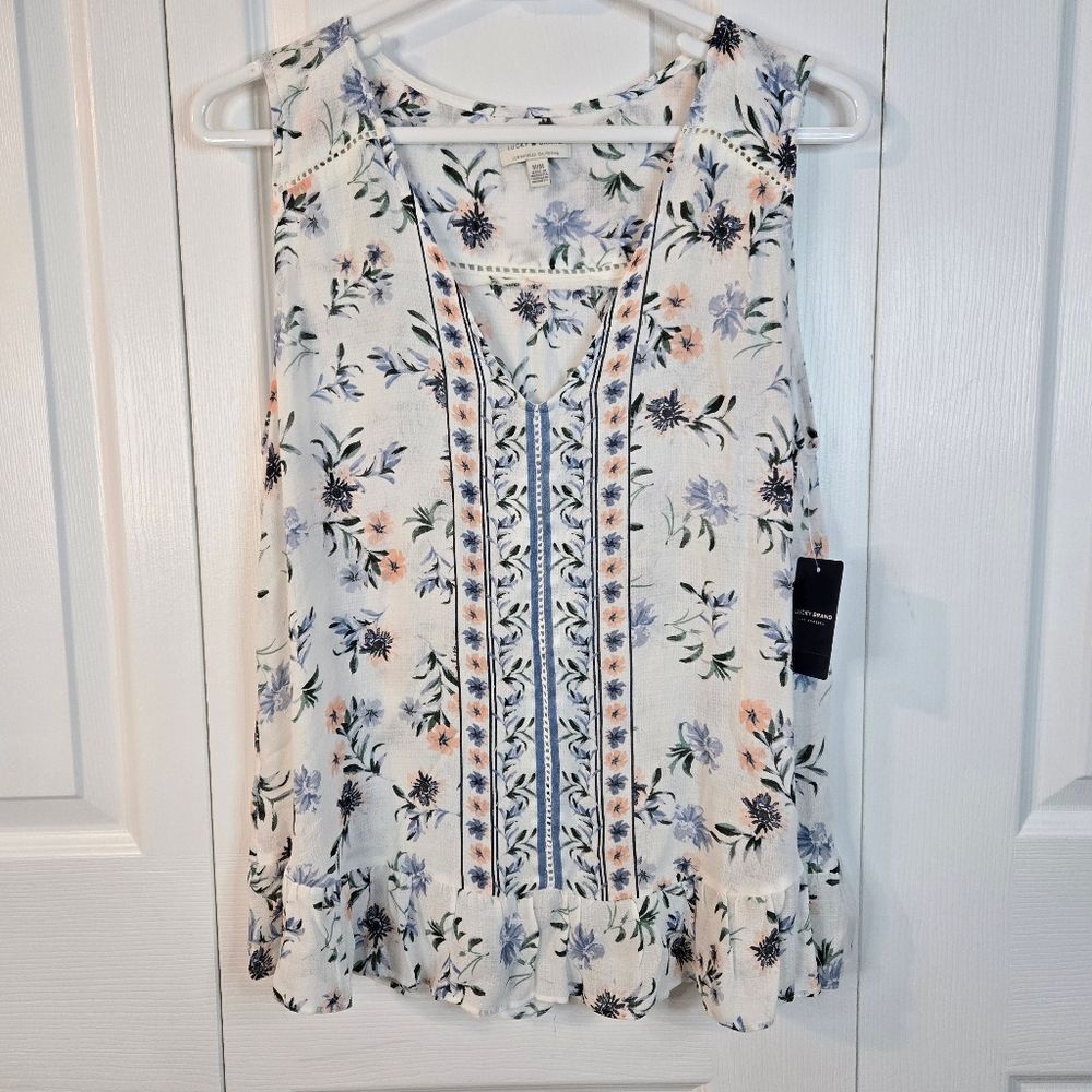Lucky Brand Floral Sleeveless Top Women's Size Medium